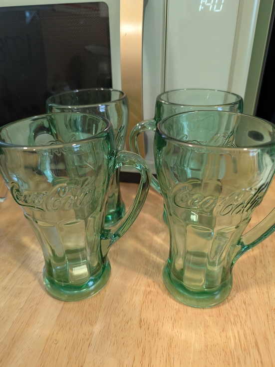 Libbey Other - Libbey Vintage Green Coca Cola Glass Mugs with Embossed Detail - Set of 4